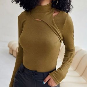 Mock Neck Asvmmetrical neck Tee